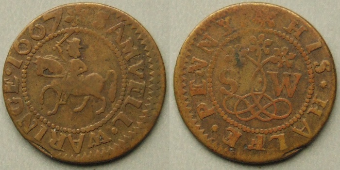 Bury, Samuell Waringe 1667 halfpenny